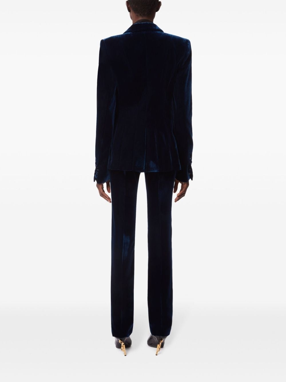 velvet single-breasted blazer - 4