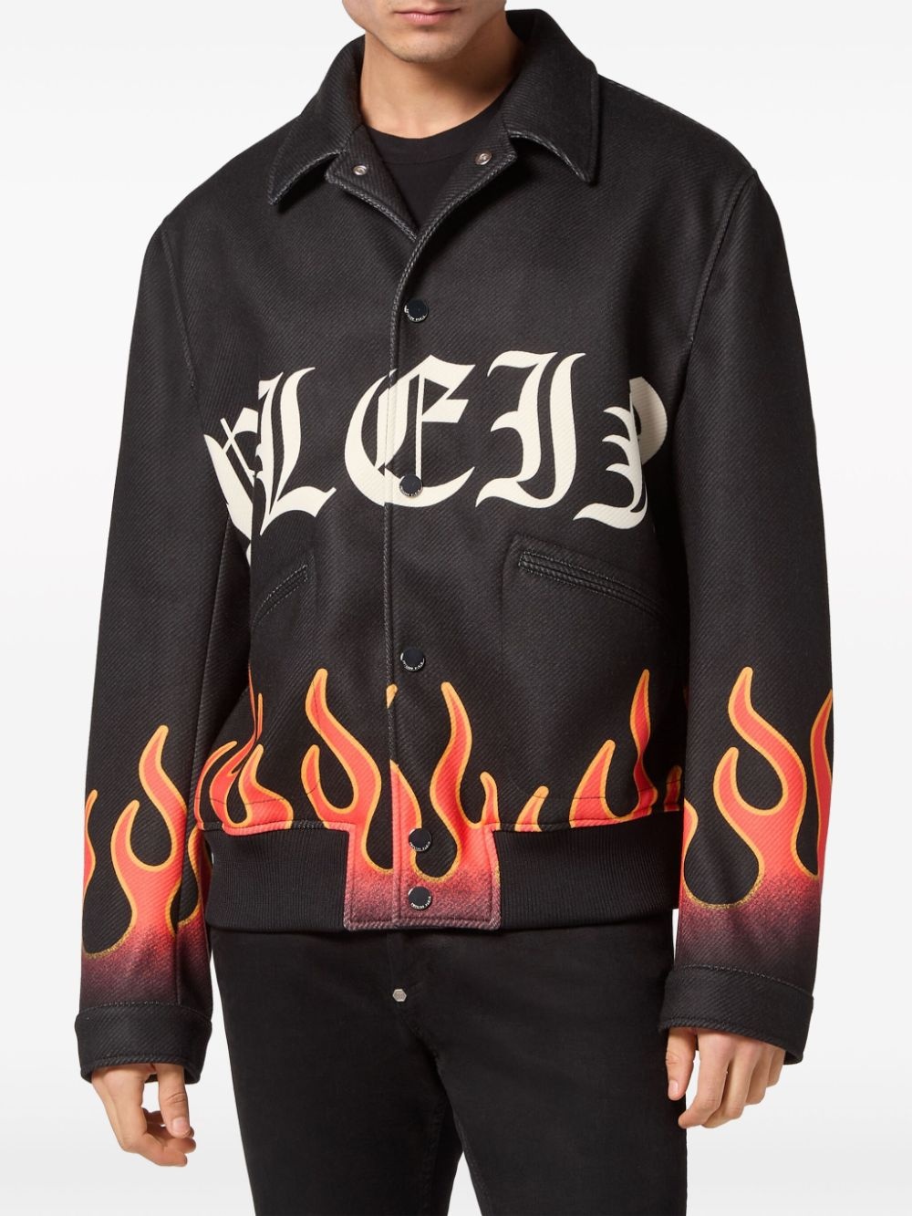 Flame-print bomber jacket - 2