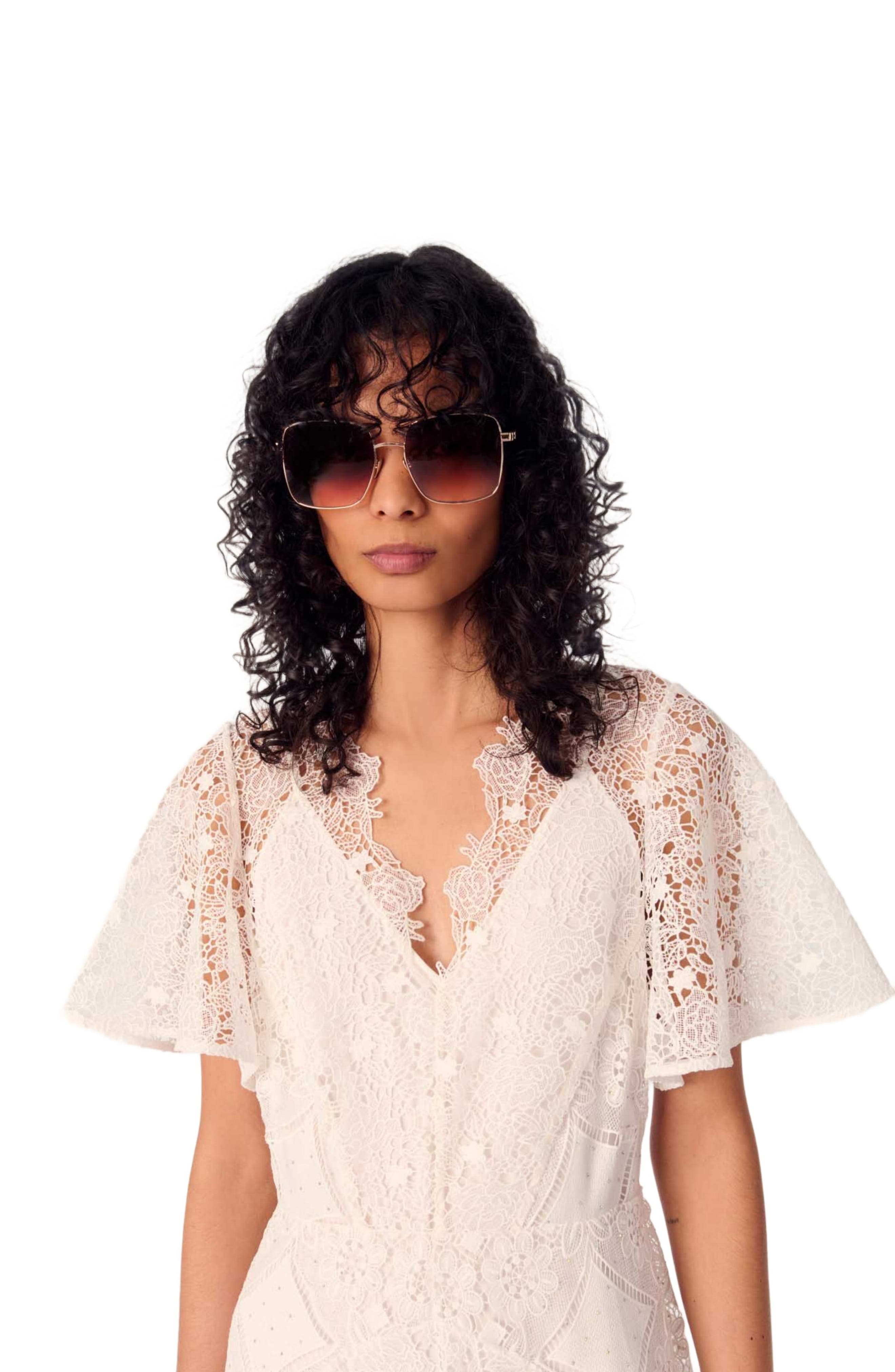 maje Floral guipure maxi dress in White at Nordstrom - 6