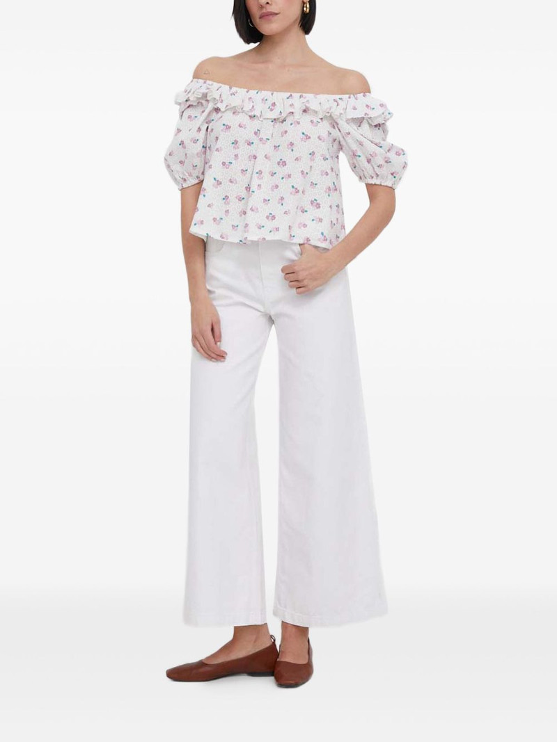 Barbour floral-print off-the-shoulder top outlook
