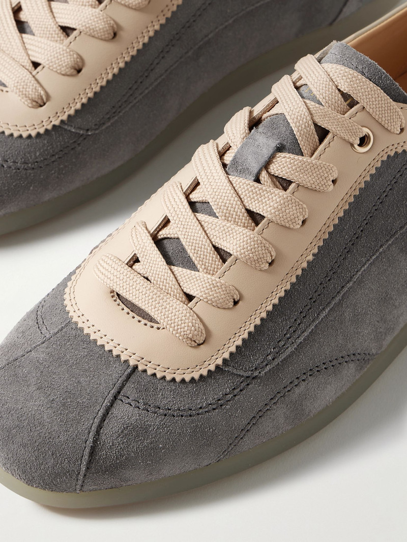 Leather-Trimmed Suede Sneakers Gray 5