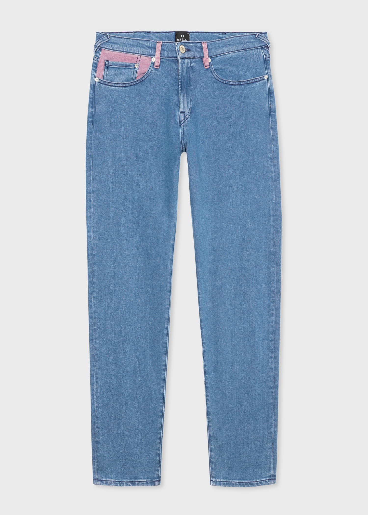 Tapered-Fit Light Wash Jeans With Contrast Detail - 1