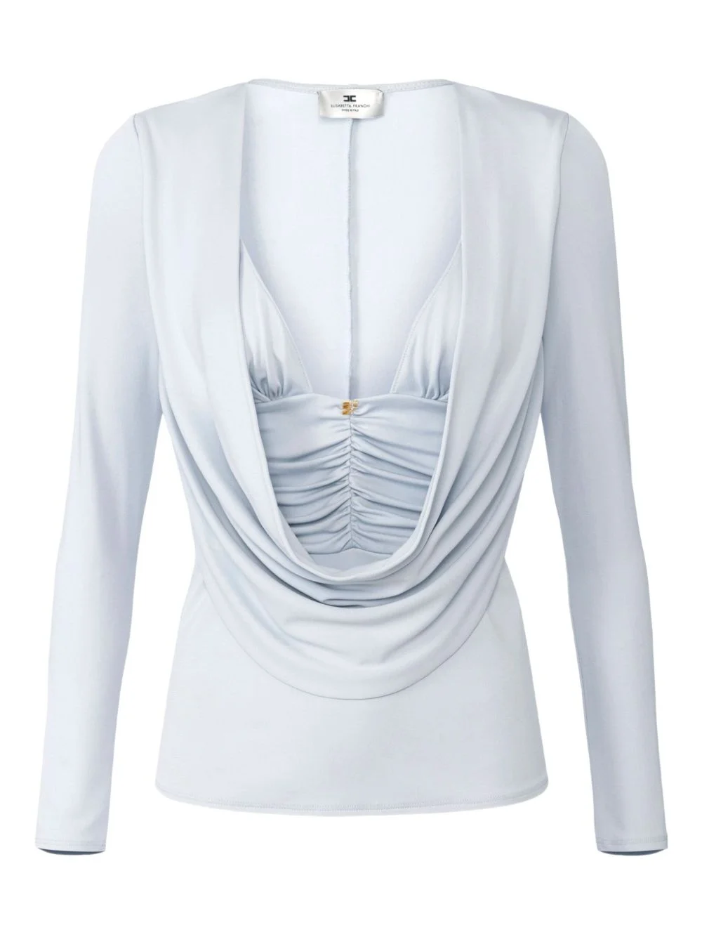 draped-detail long-sleeve blouse - 1