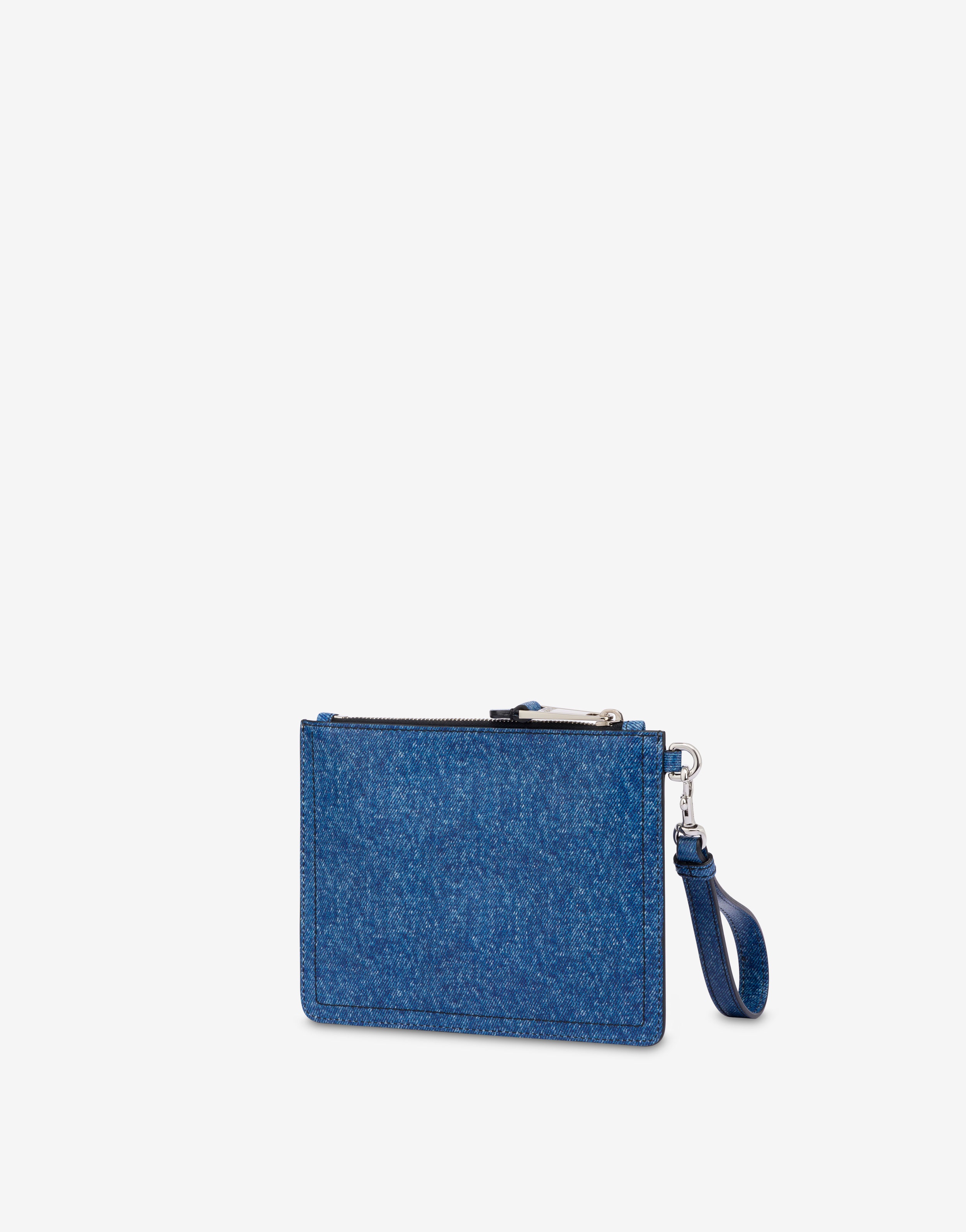 DENIM PRINT NAPPA LEATHER CLUTCH - 2