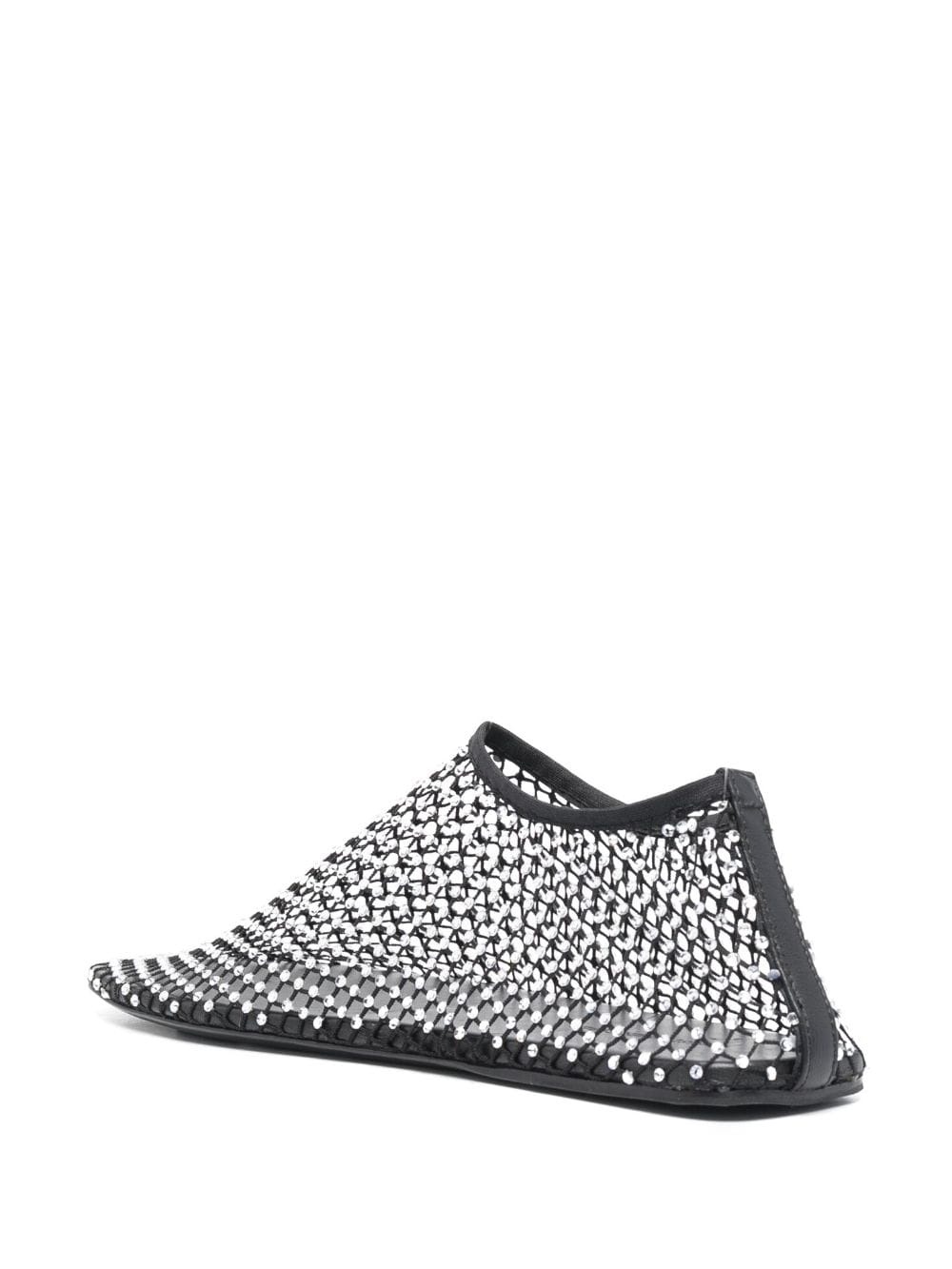PRADA 25S CRYSTAL EMBELLISHED BALLERINA IN WHITE AND BLACK FUR main image 1