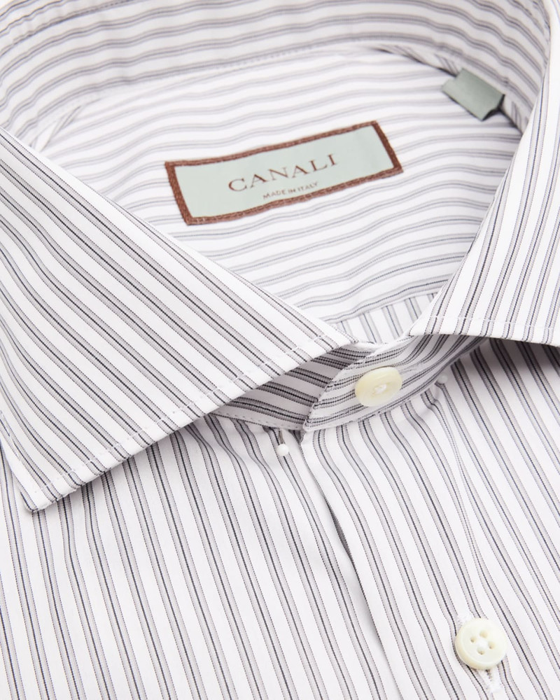 Canali Men's Classic-Fit Stripe Cotton Dress Shirt outlook