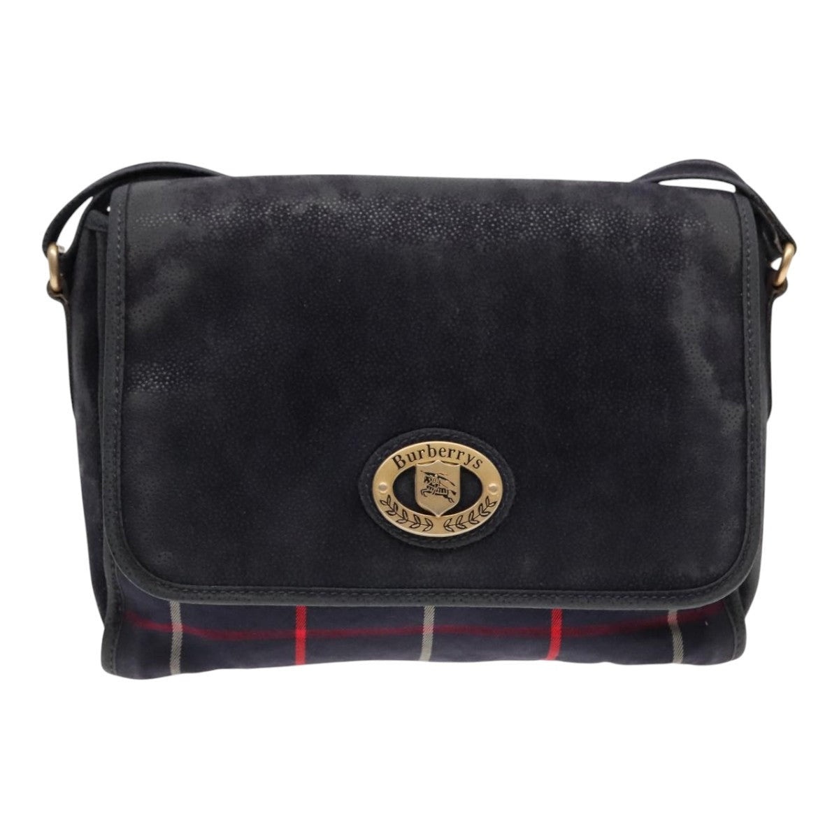 Burberry Nova Check Shoulder Bag Canvas Navy Gold - 13