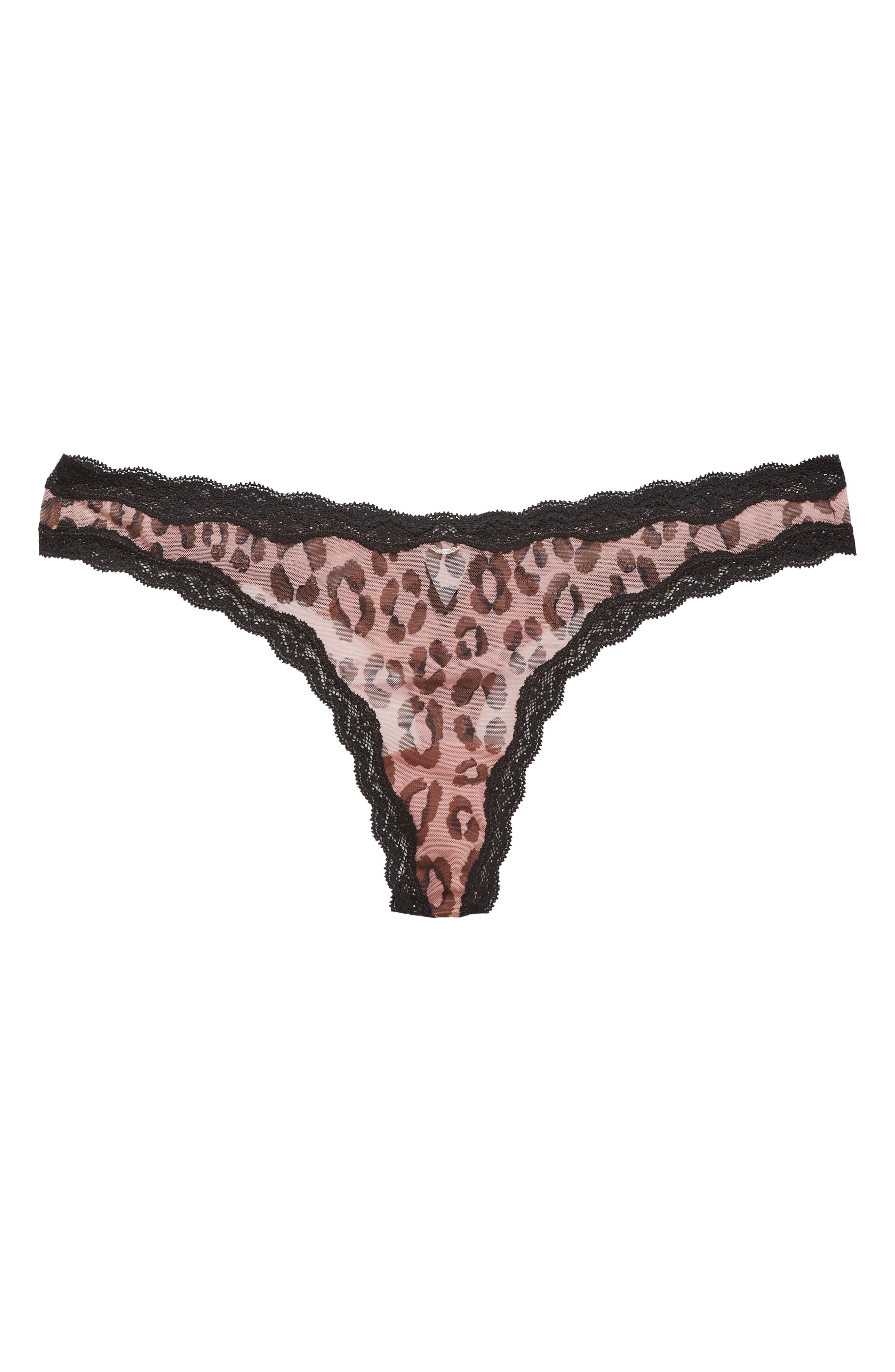 Fleur Du Mal Printed Underwire Sheer Tulle Thong in Leopard Print at Nordstrom - 4
