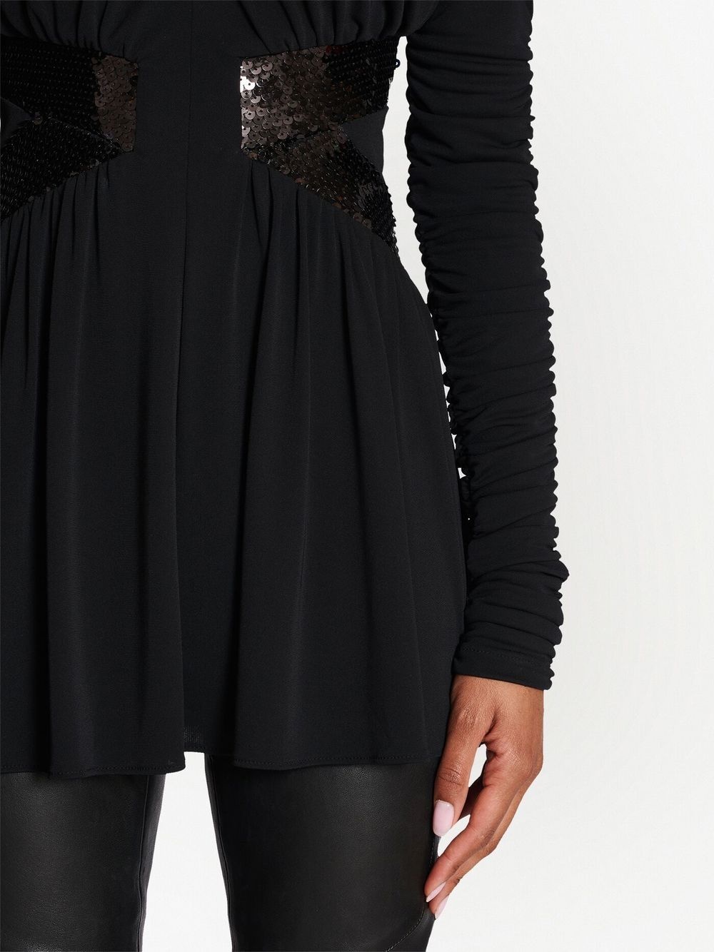 Sequin-embellished V-neck mini dress - 6
