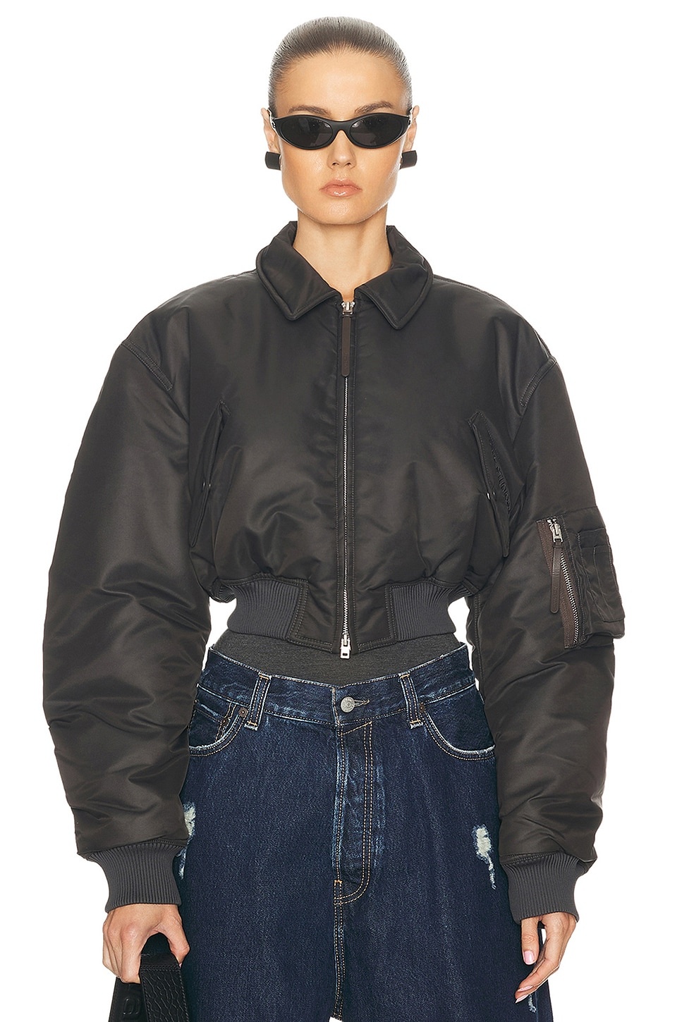 Shiny Nylon Bomber Jacket - 1