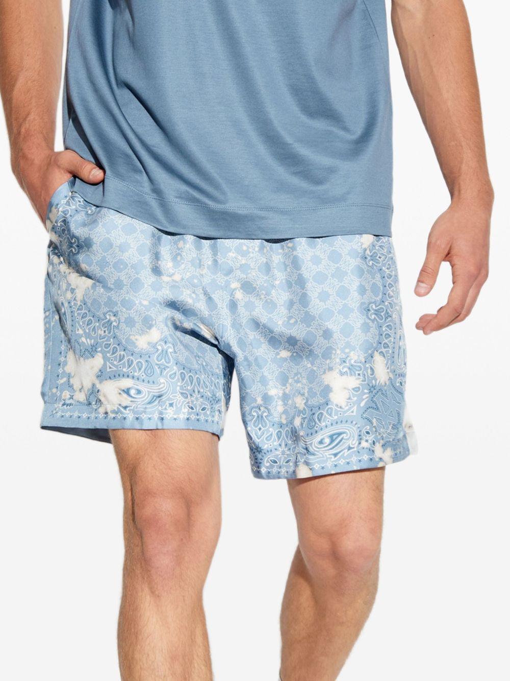 paisley-print drawstring shorts - 3