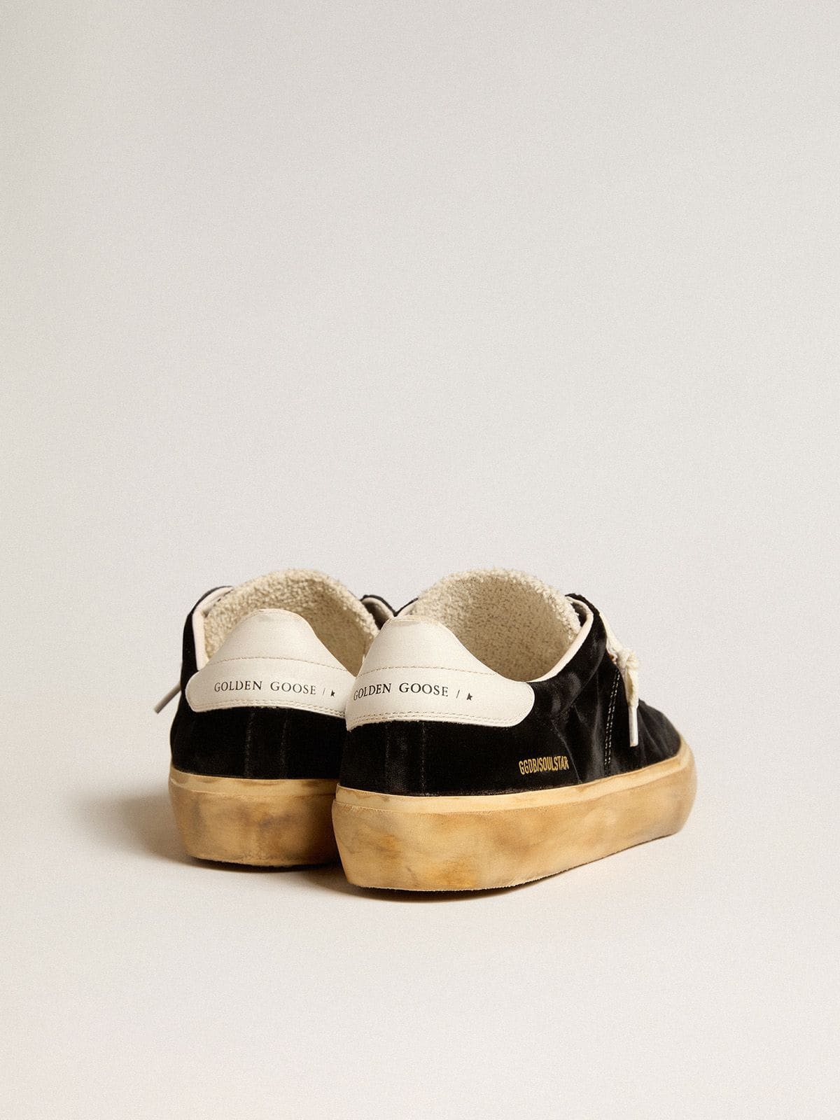 Men's Soul Star in black velvet with white leather heel tab - 4