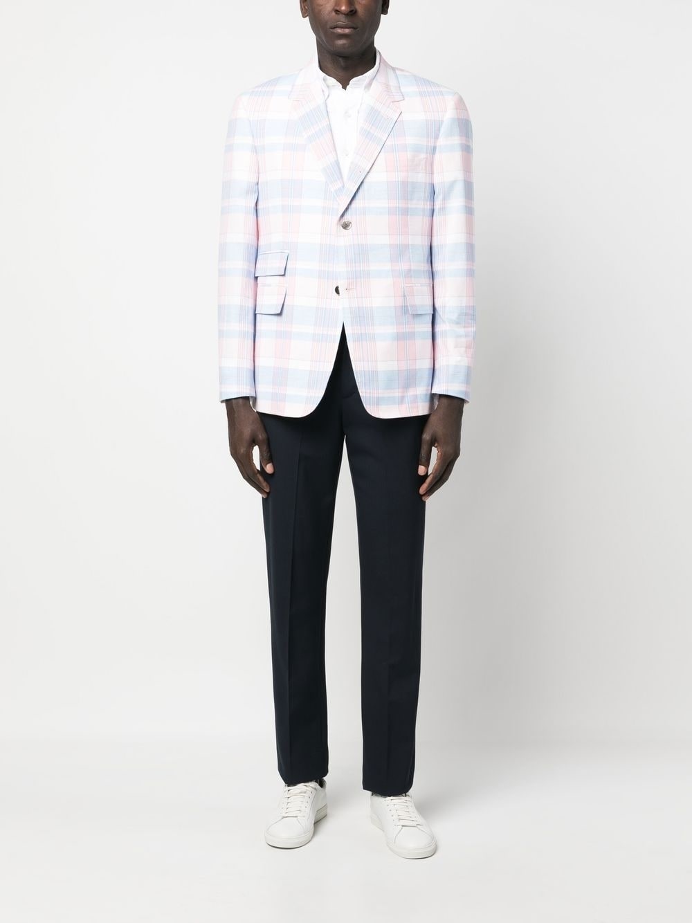 plaid-check pattern cotton blazer - 2