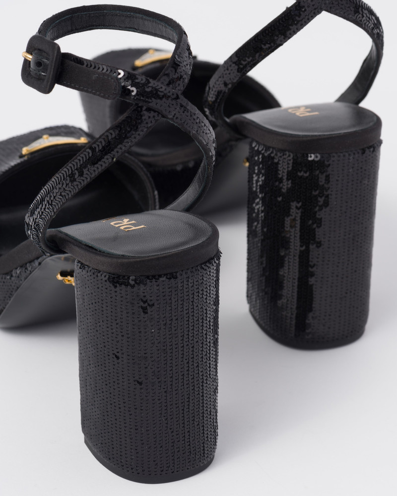 Sequined satin platform sandals 6