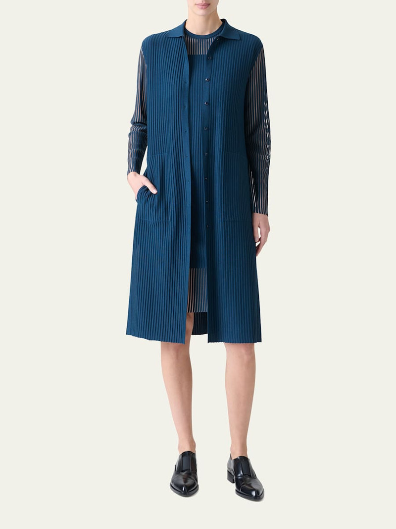 AKRIS Long Structured Line Knit Coat outlook