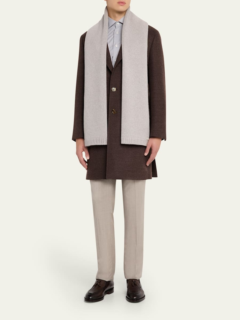 Brioni Men's Cashmere Knit Leather-Label Scarf outlook