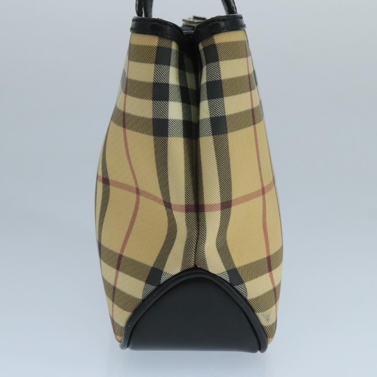 Burberry Nova Check Hand Bag Coated Canvas Beige Black Silver - 5