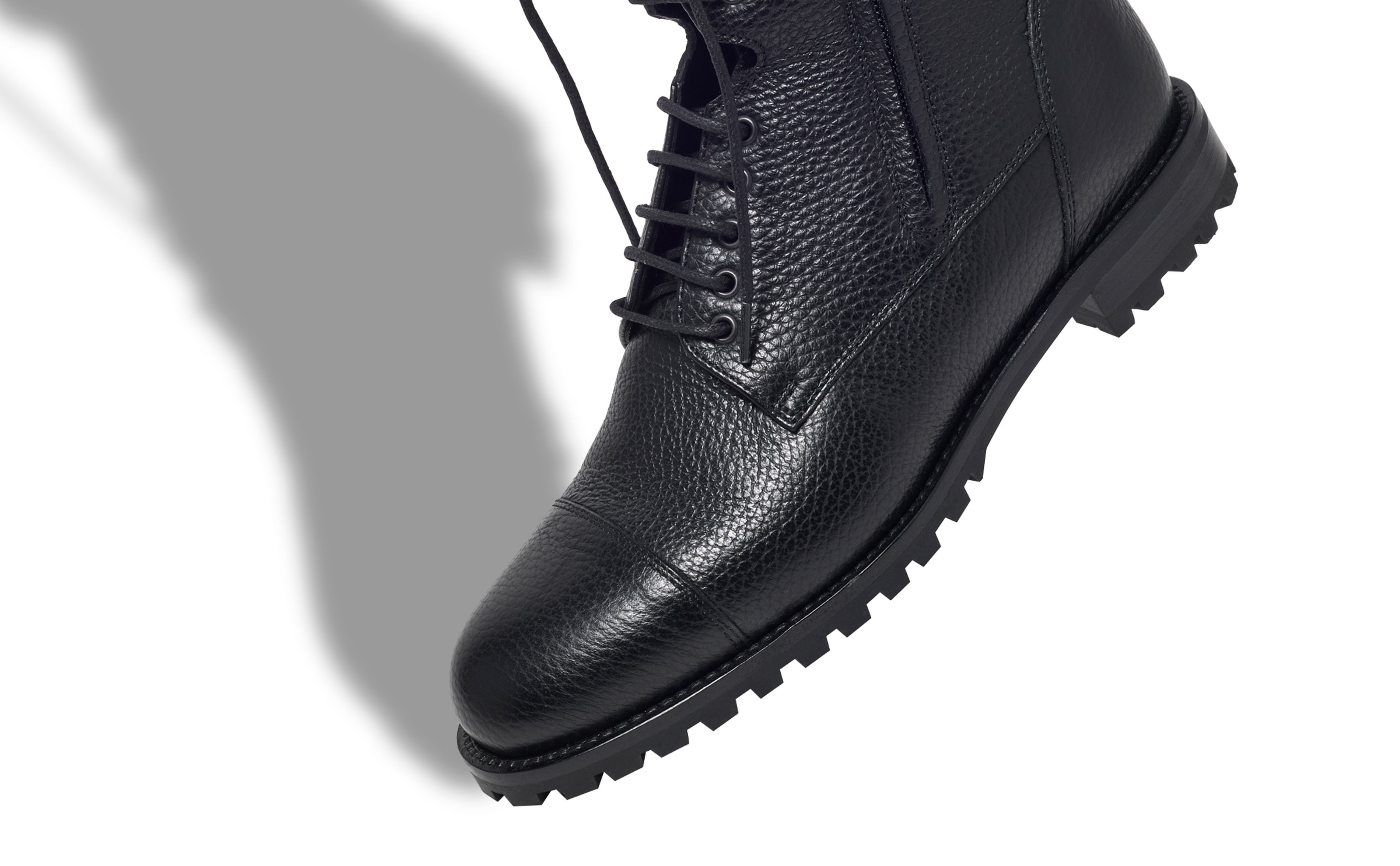 Black Calf Leather Military Boots - 4