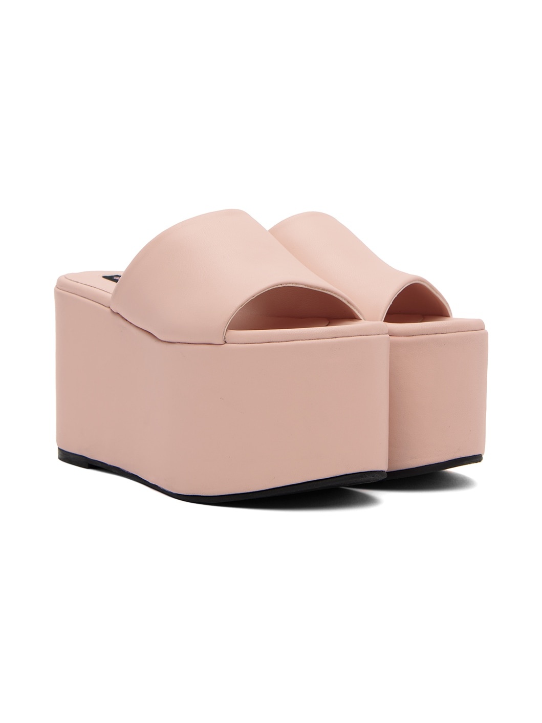 Pink Faux-Leather Blackout Platform Sandals - 4