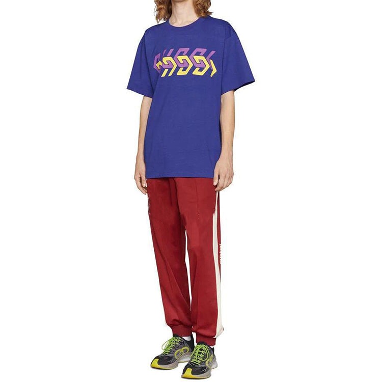 Gucci Geometric Block Logo T-Shirt 'Blue' 616036-XJDV9-4120 - 2