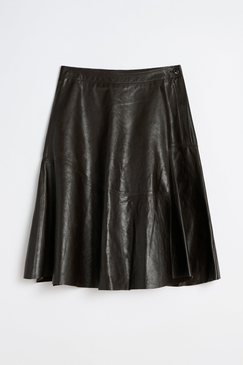 Waltz Skirt Umber Brown Fluid Calfskin 1