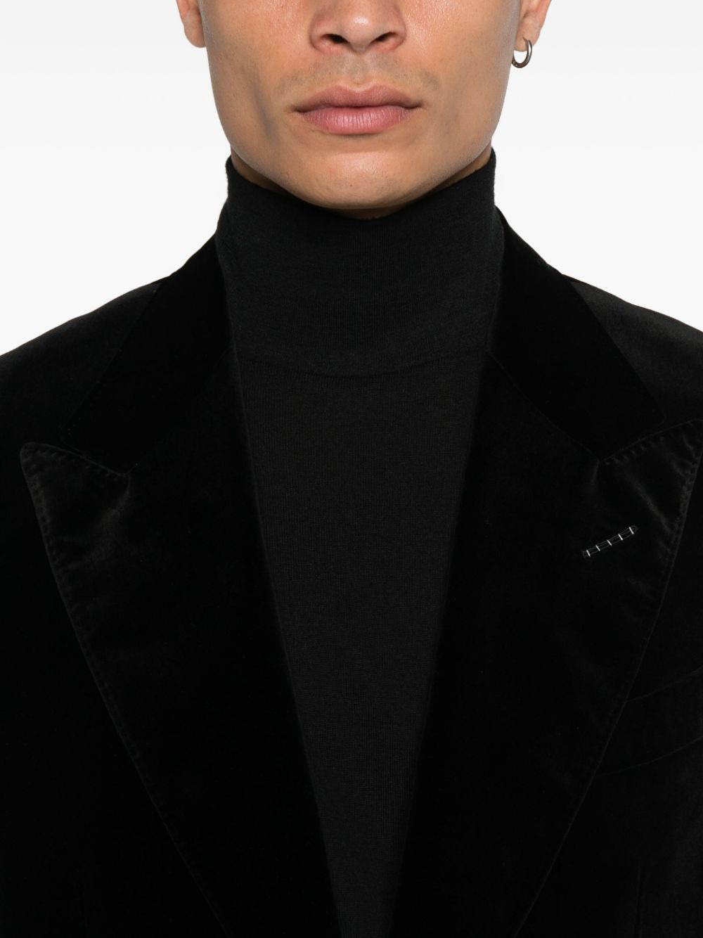 single-breasted velvet jacket - 5