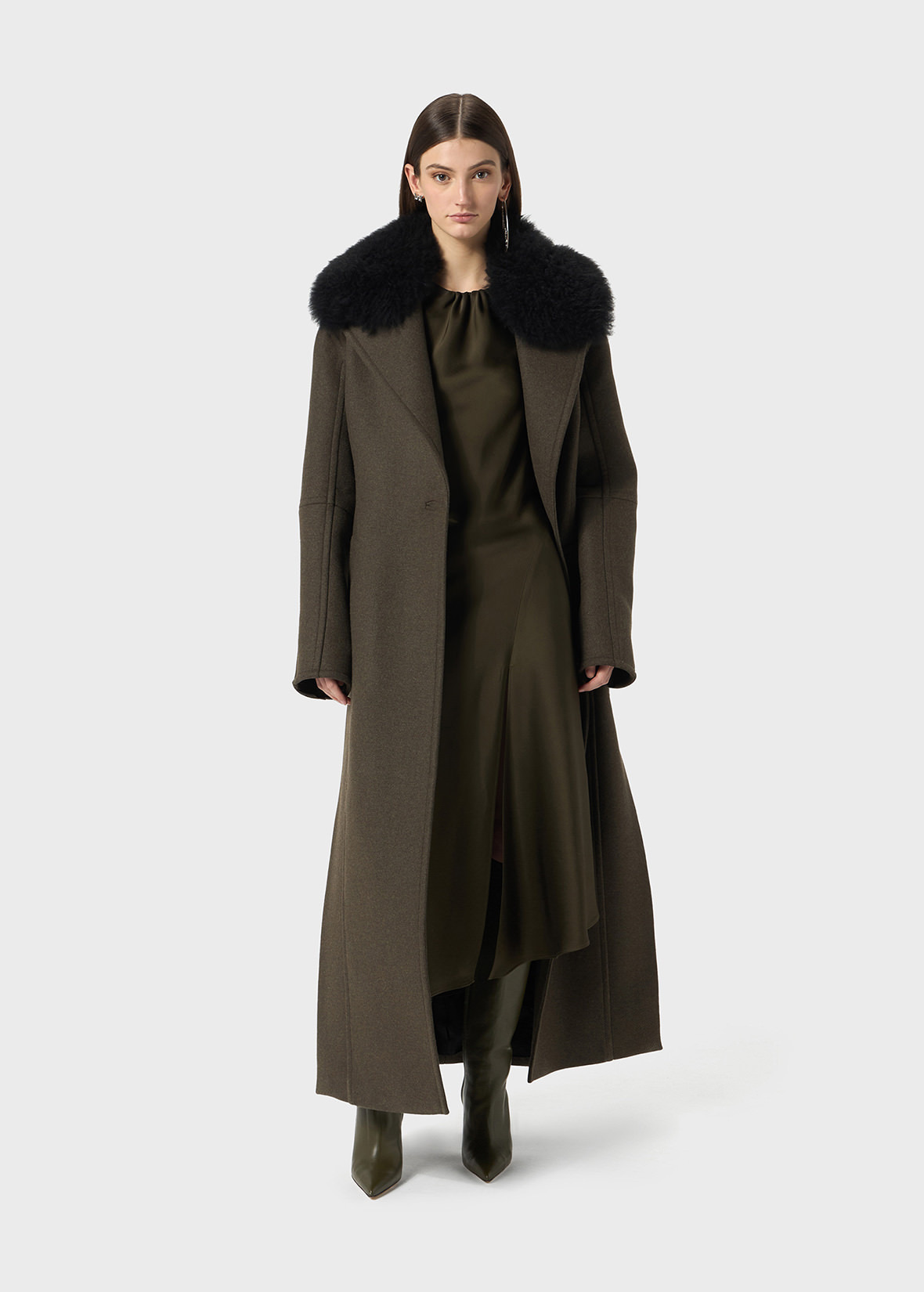 LONG COAT WITH FAUX FUR COLLAR - 2