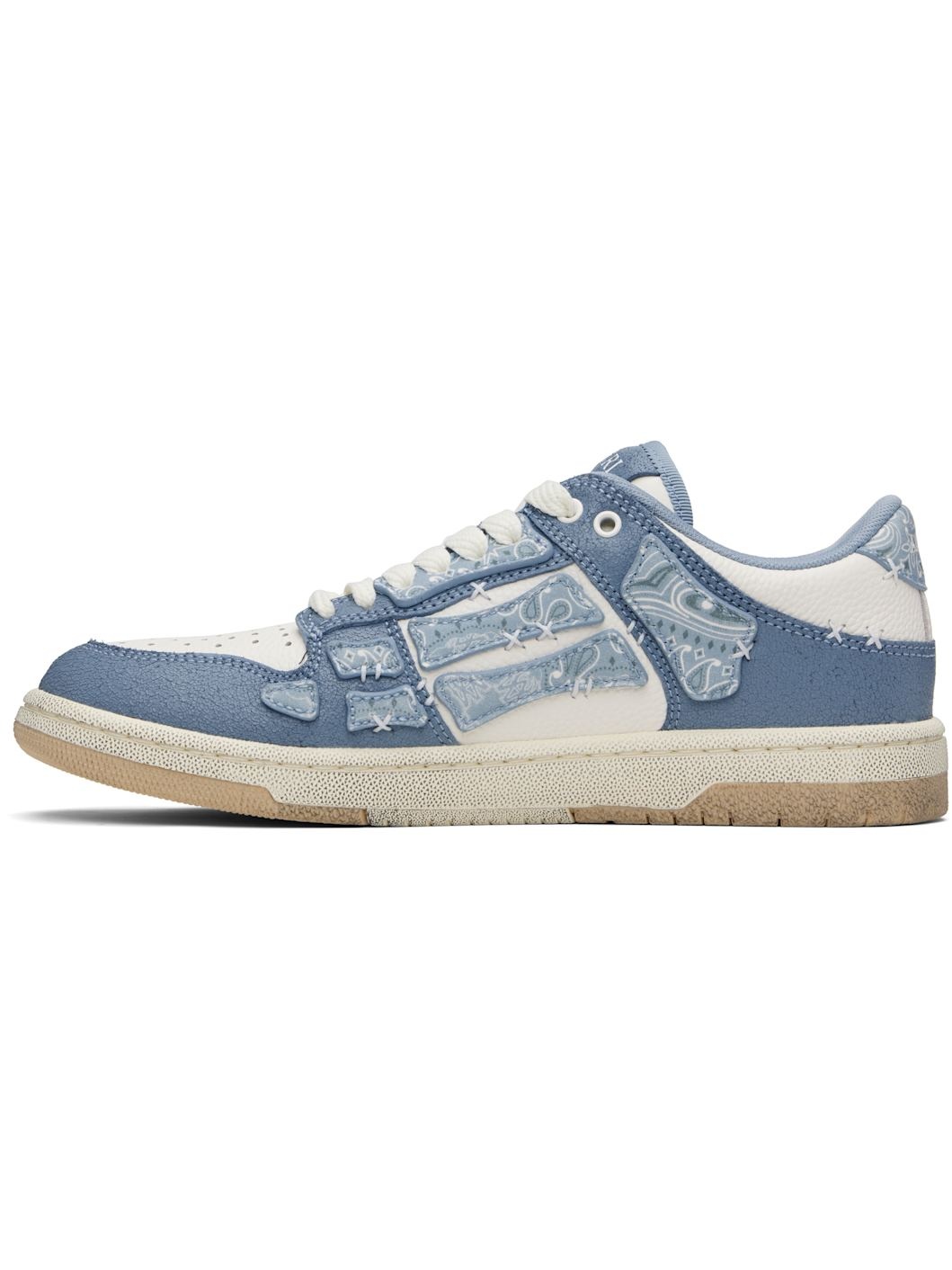 Blue & White Bandana Skel Top Low Sneakers - 3