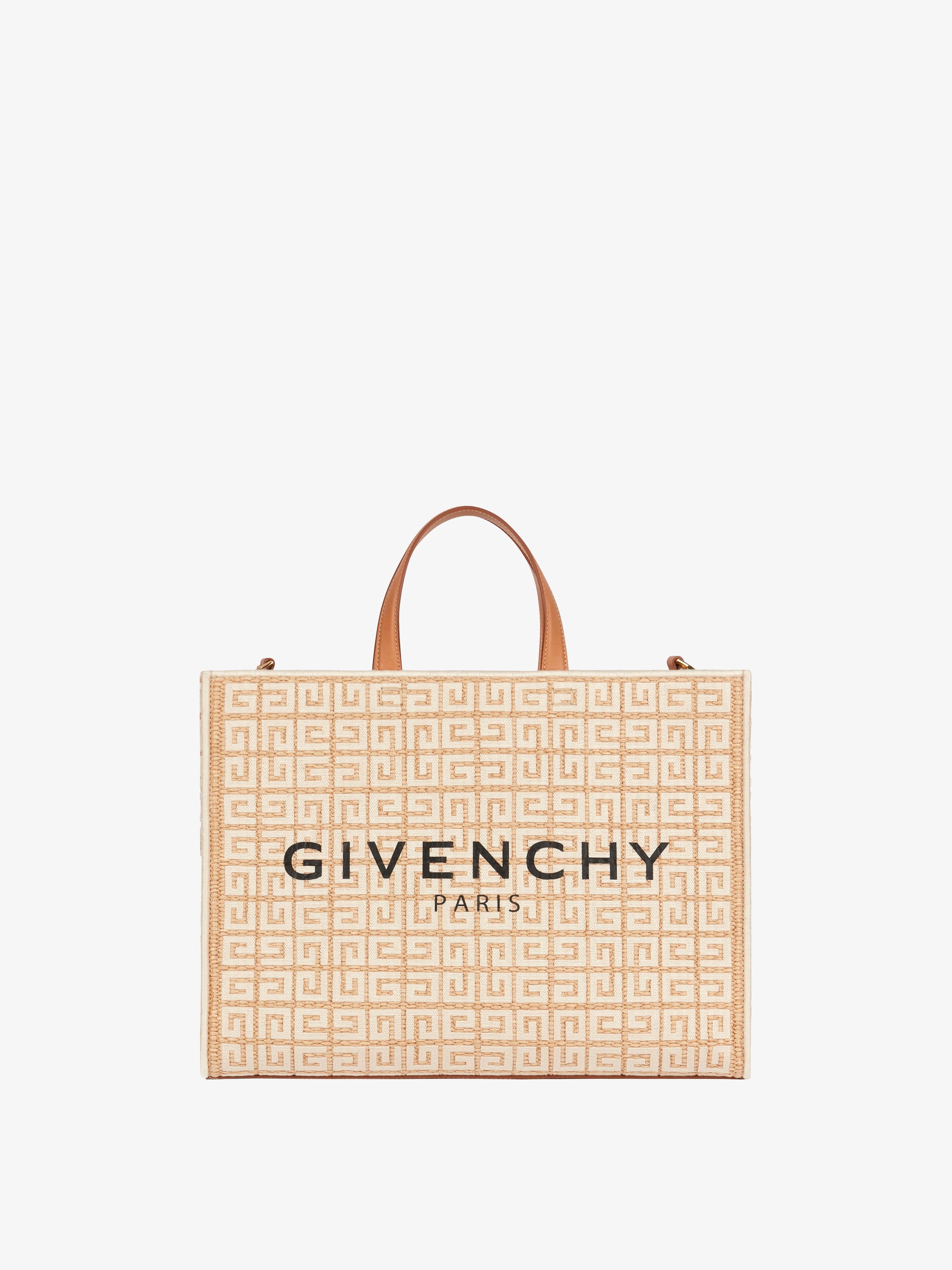 MEDIUM G TOTE SHOPPING BAG IN 4G EMBROIDERED RAFFIA - 1