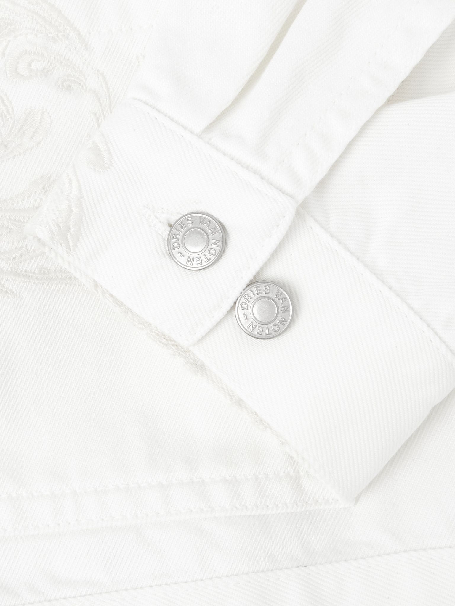 Embroidered Denim Jacket White - 5