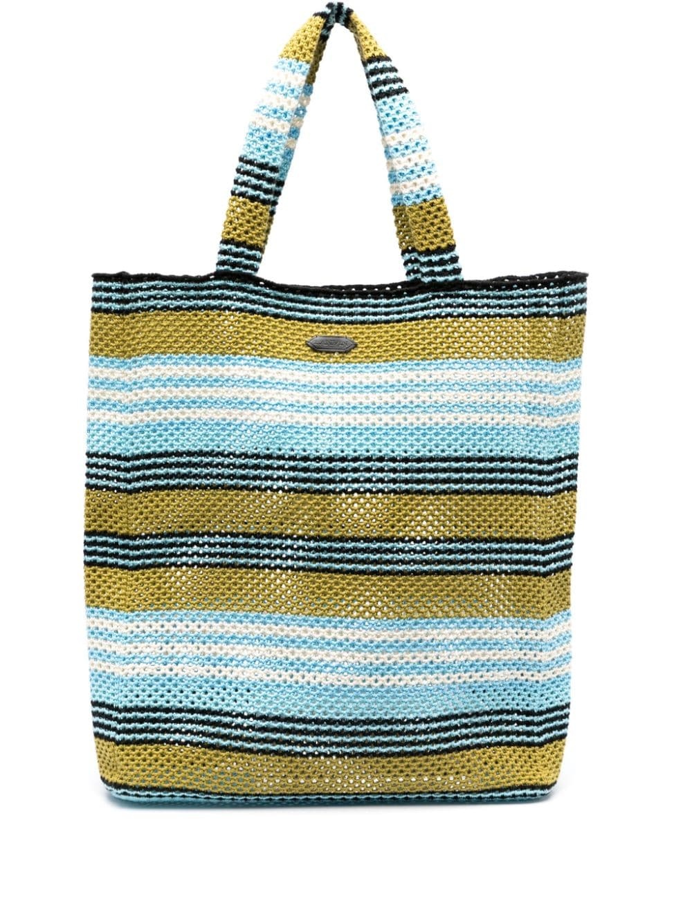 striped crochet cotton tote bag - 1