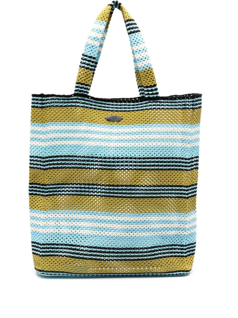 striped crochet cotton tote bag 1