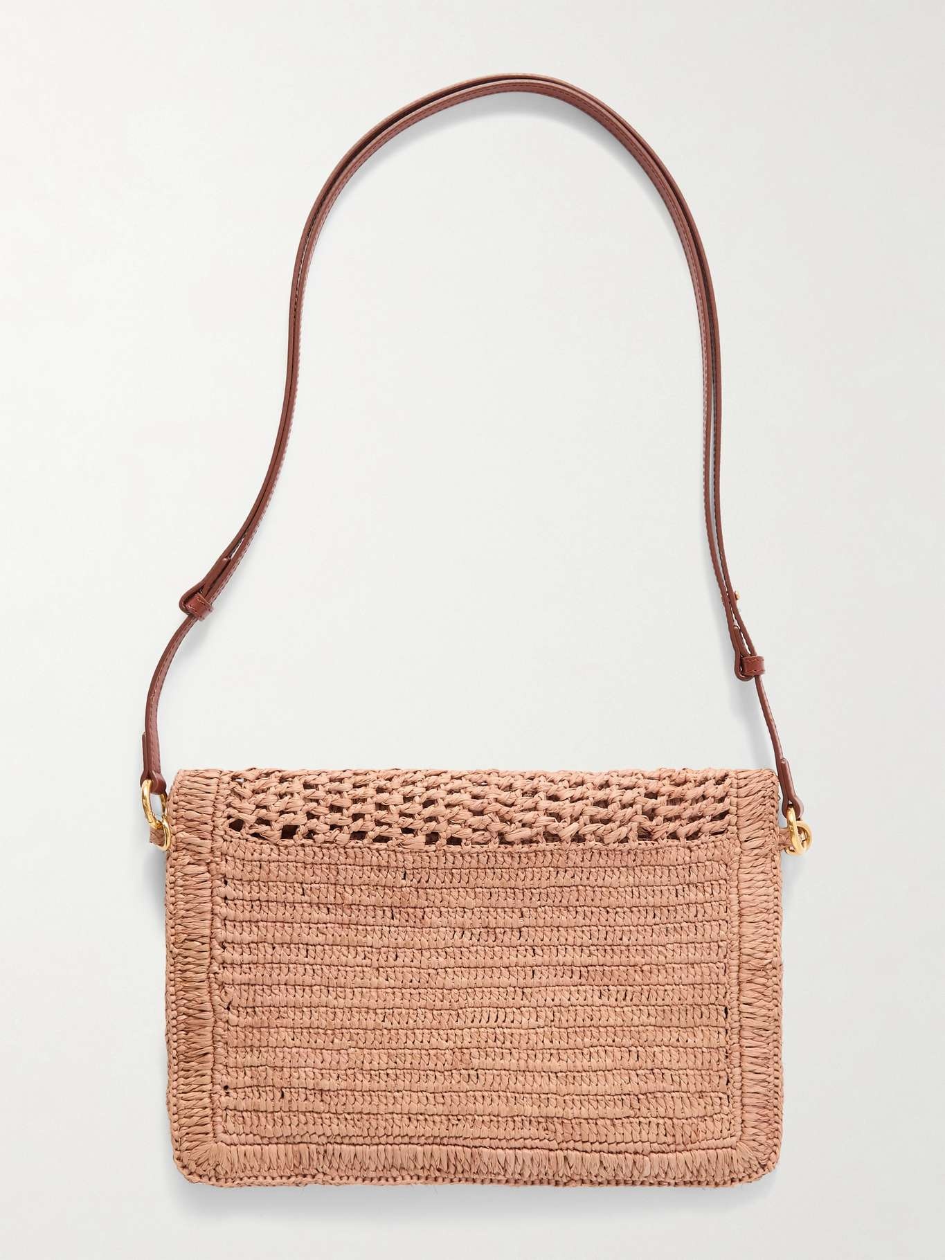 + Made For a Woman The Summer Banana leather-trimmed raffia shoulder bag Beige - 3