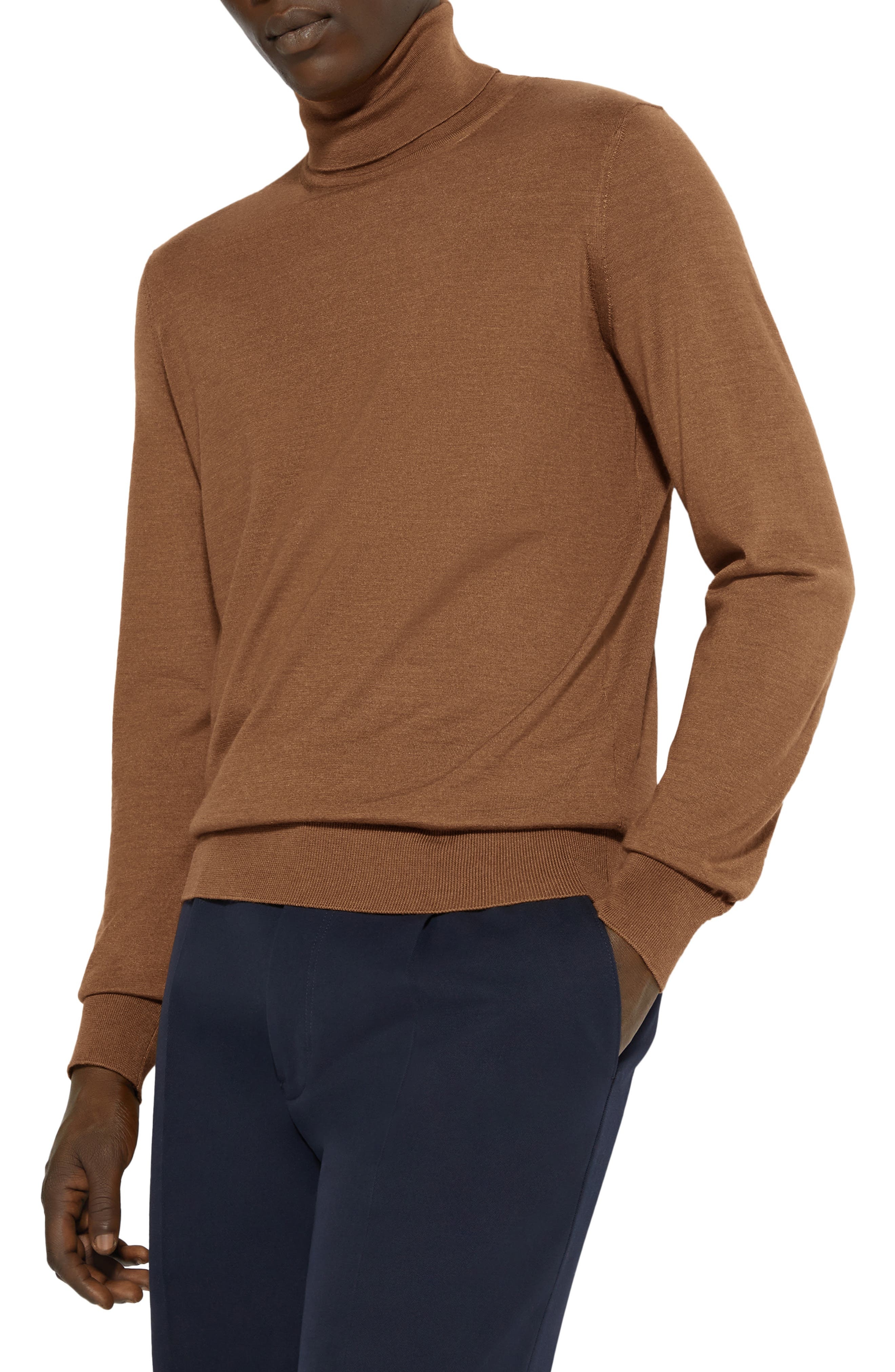ZEGNA Cashseta Light Cashmere & Silk Turtleneck Sweater in Dark Foliage at Nordstrom - 3