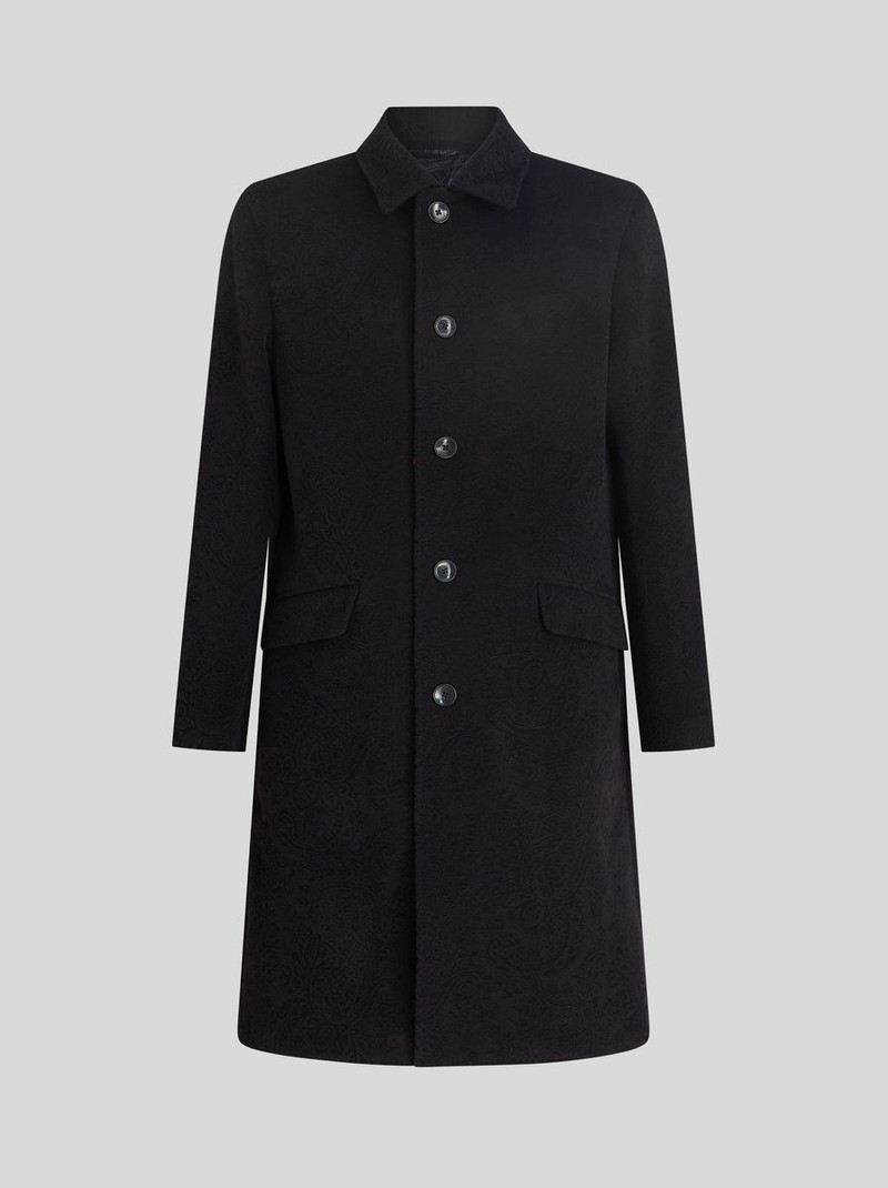WOOL AND CASHMERE JACQUARD COAT - 1