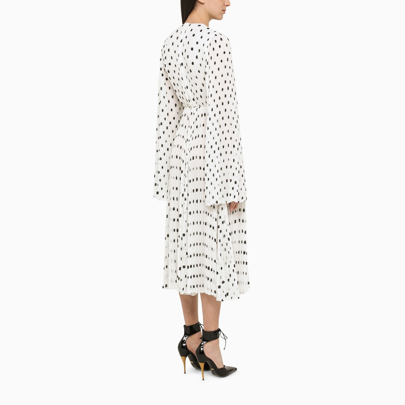 Balenciaga Hand Drawn Polka Dot White Dress - 3