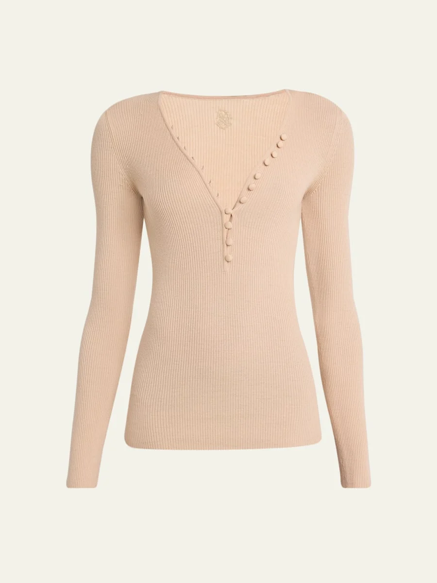 Ribbed Wool Henley - 1