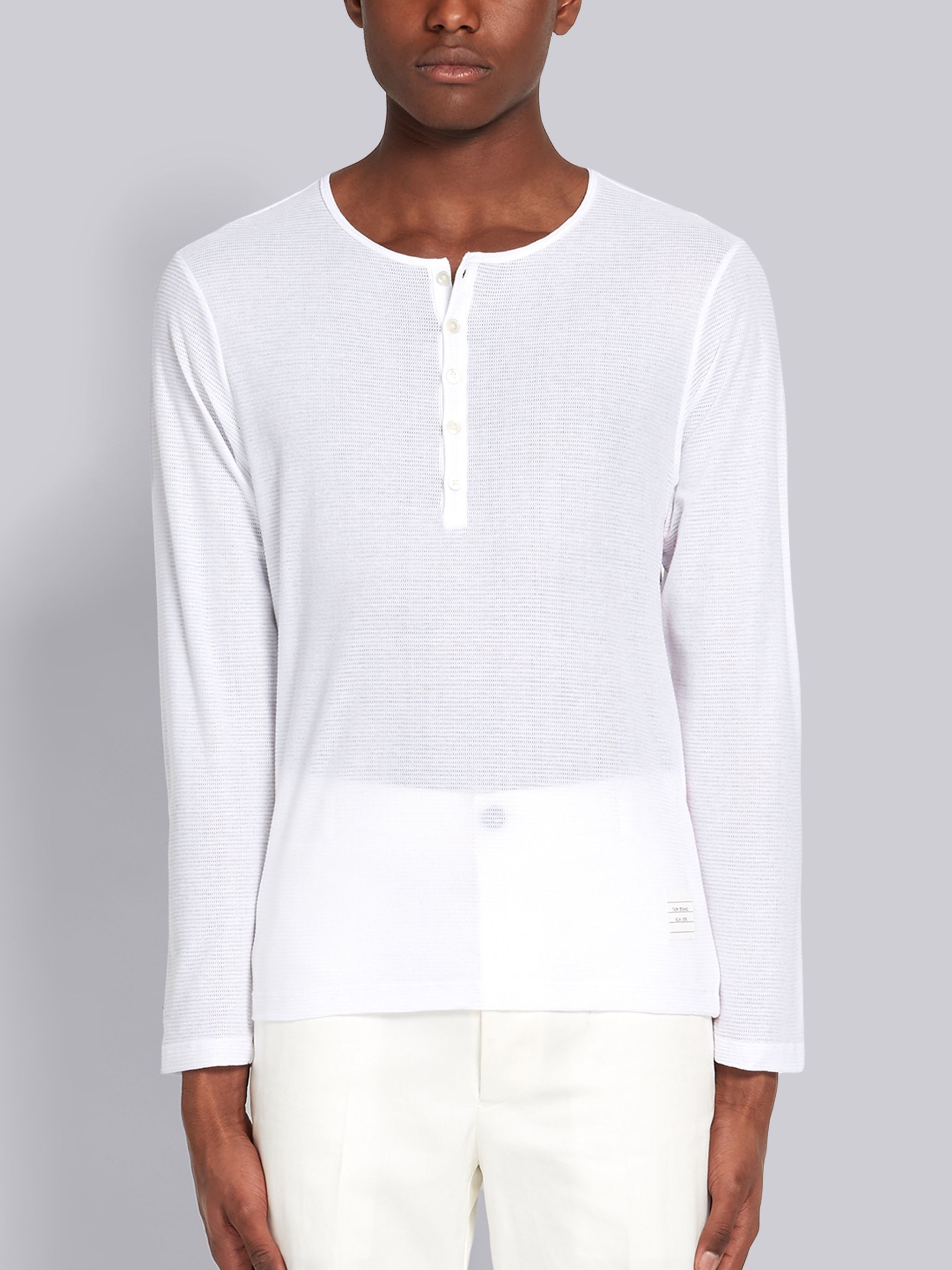 Eyelet Mesh Henley - 1