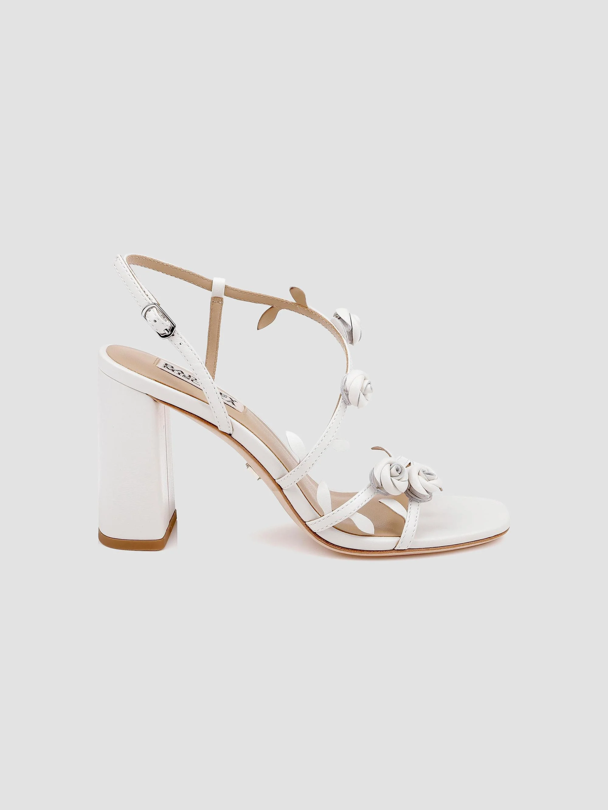 Women's Orsola Floral Block-Heel Leather Sandals - White Leather - 1