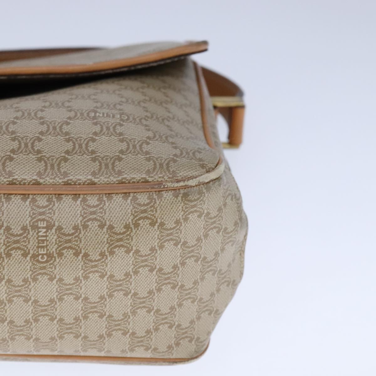 CELINE Macadam Canvas Shoulder Bag Pvc Leather Beige - 15