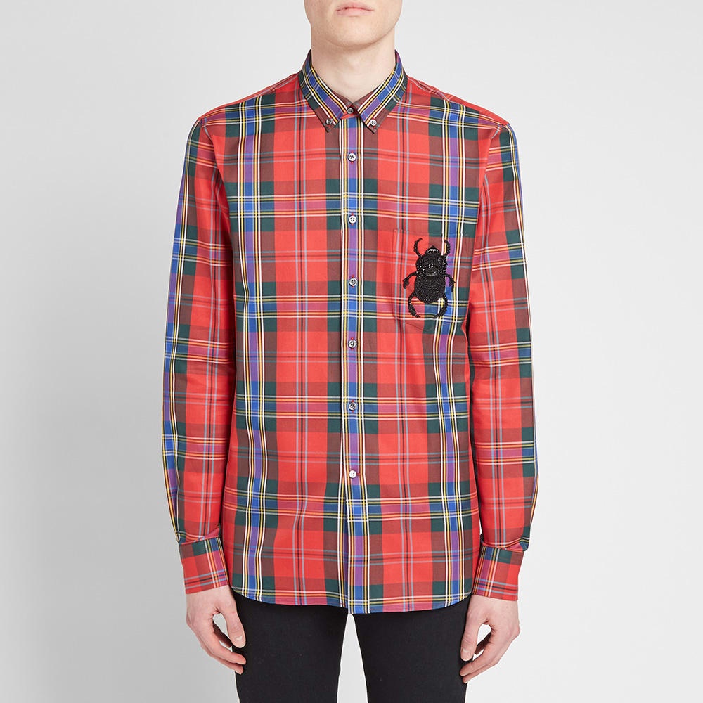 Alexander McQueen Tartan Embroidered Bug Pocket Shirt - 4