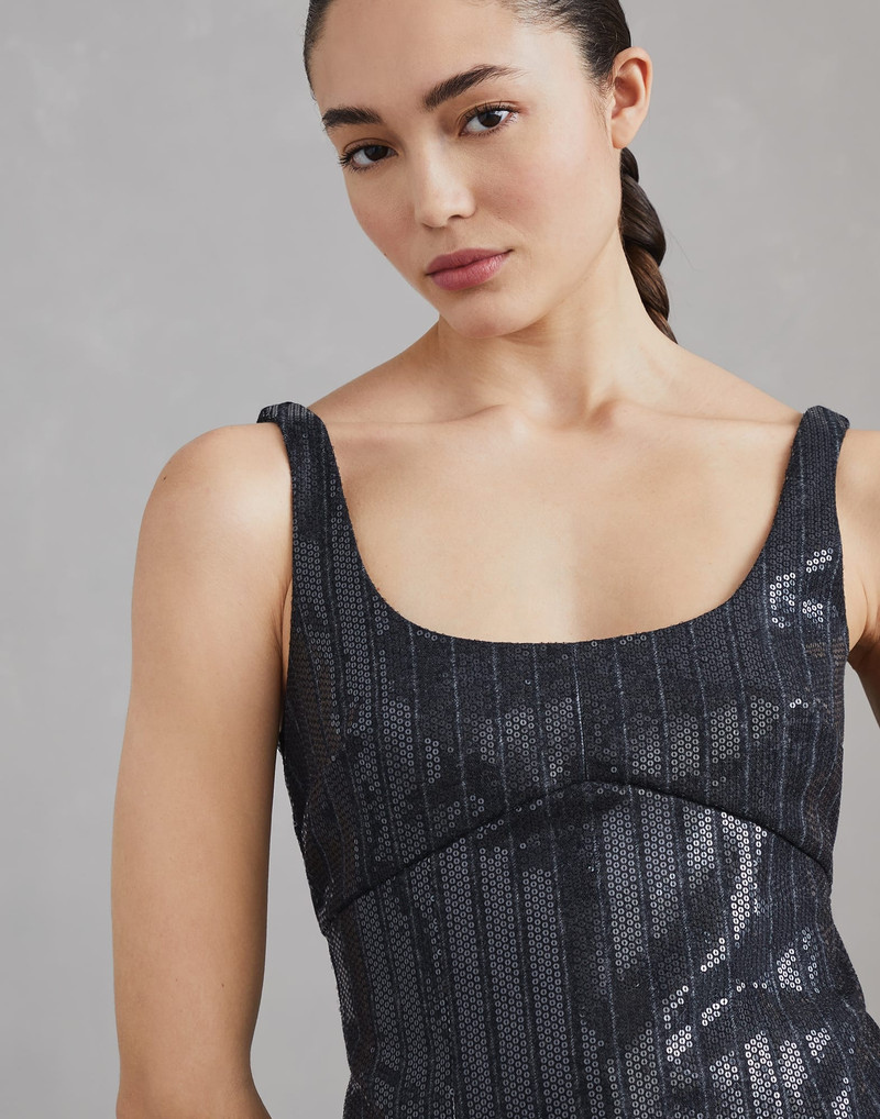 Virgin wool chalk stripe flannel top with dazzling embroidery 3