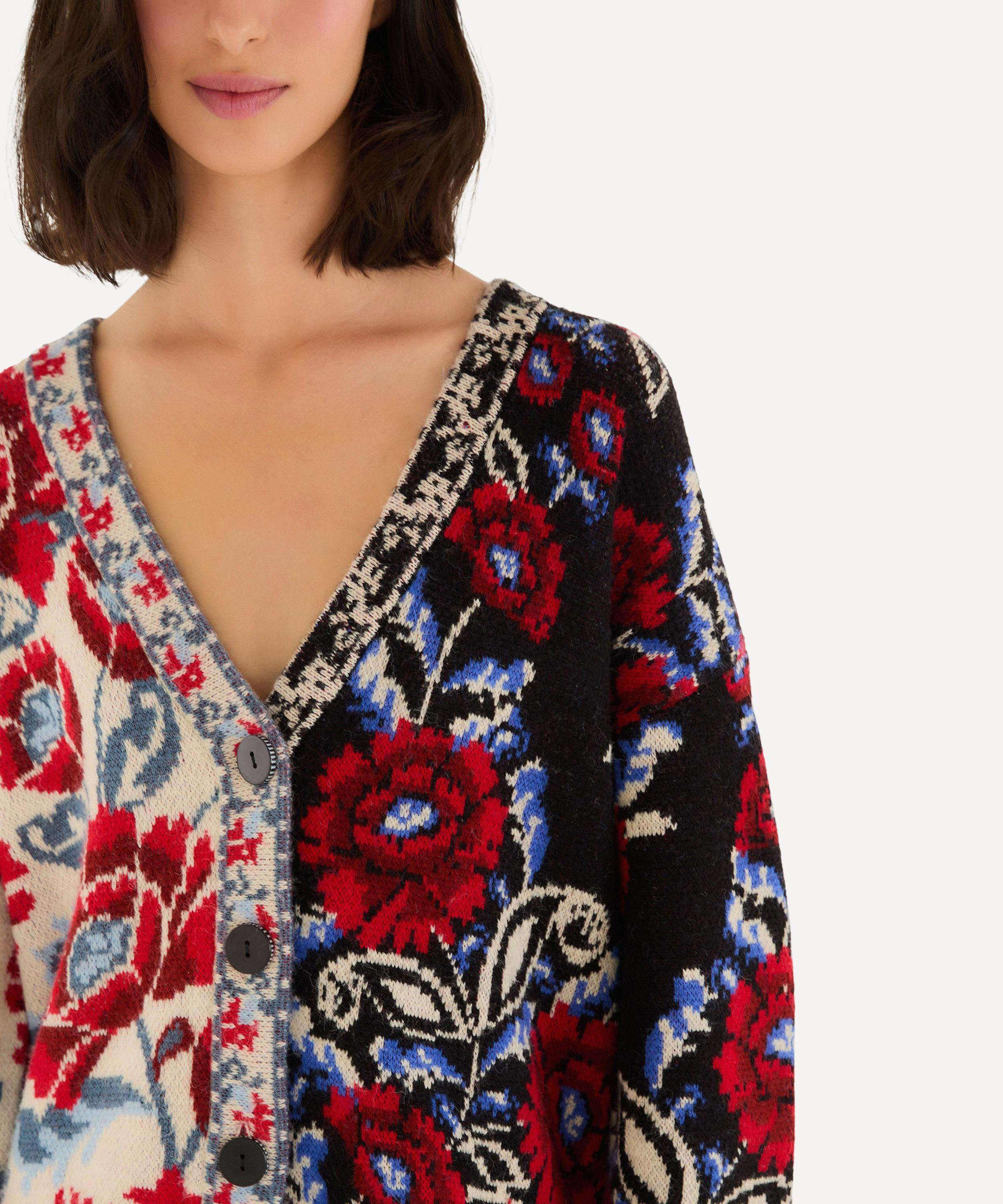 Black Mixed Valentina V-Neck Knit Cardigan - 3