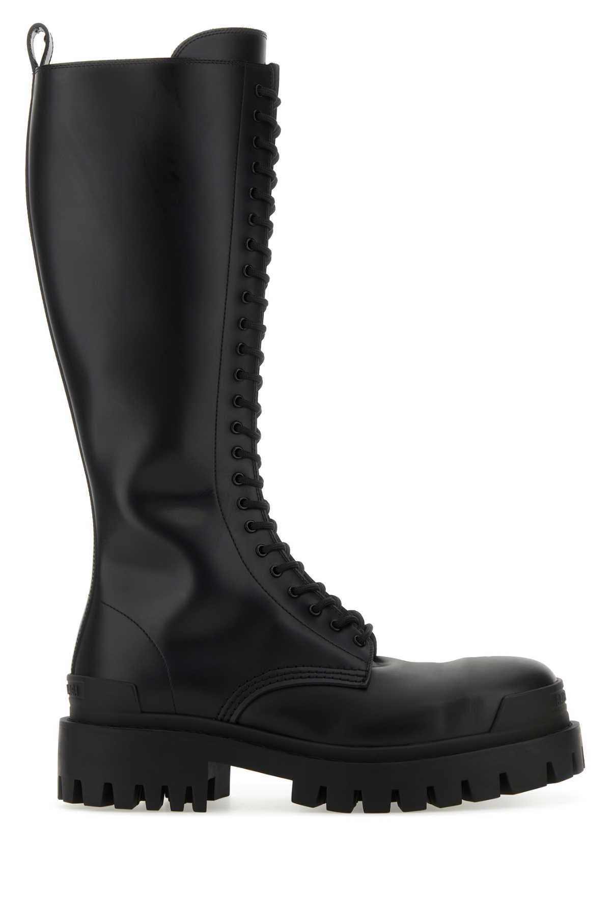 Balenciaga Women Black Leather Strike Boots - 1