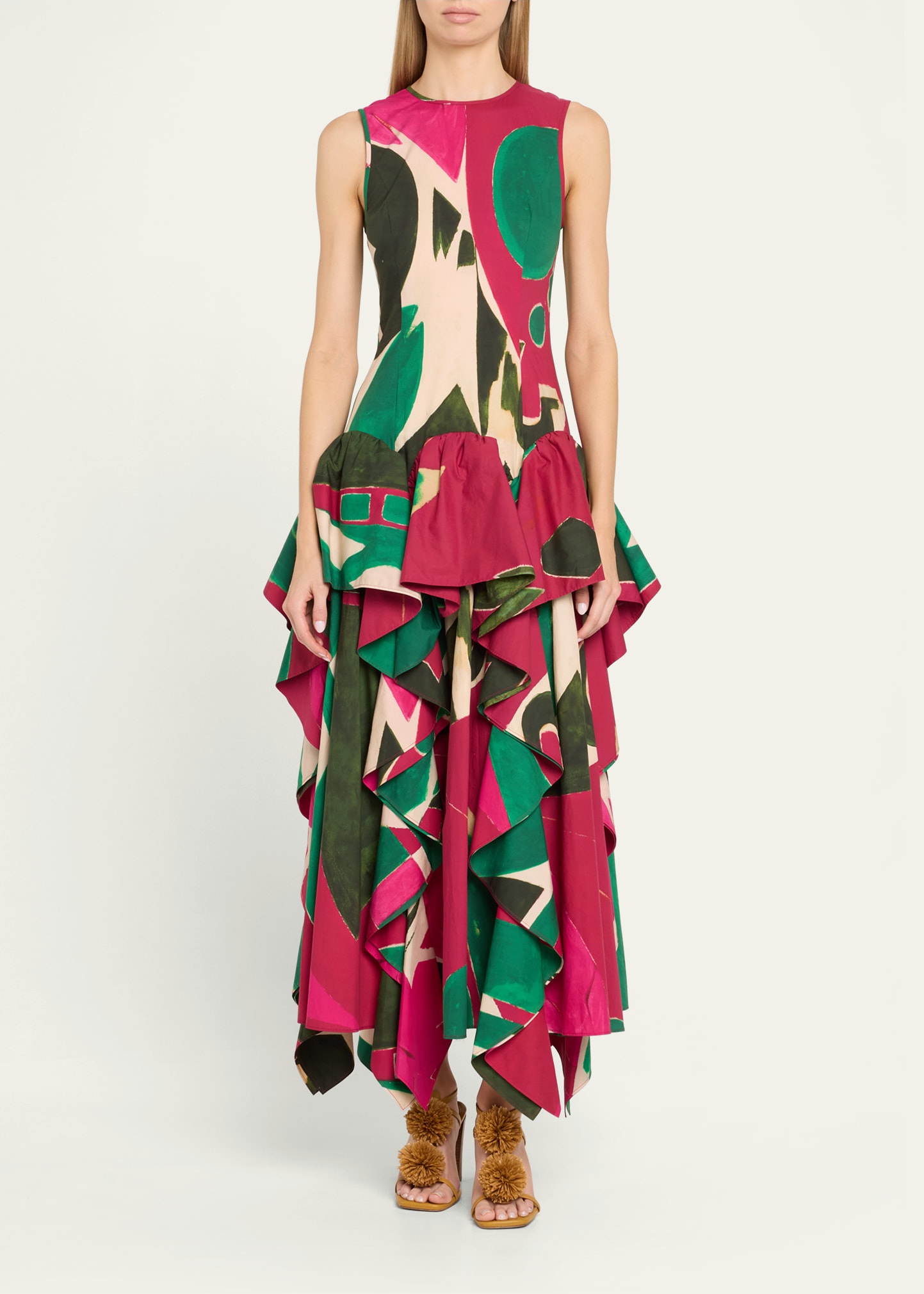 UJ x Lee Krasner Mural Sleeveless Ruffle Dress - 2