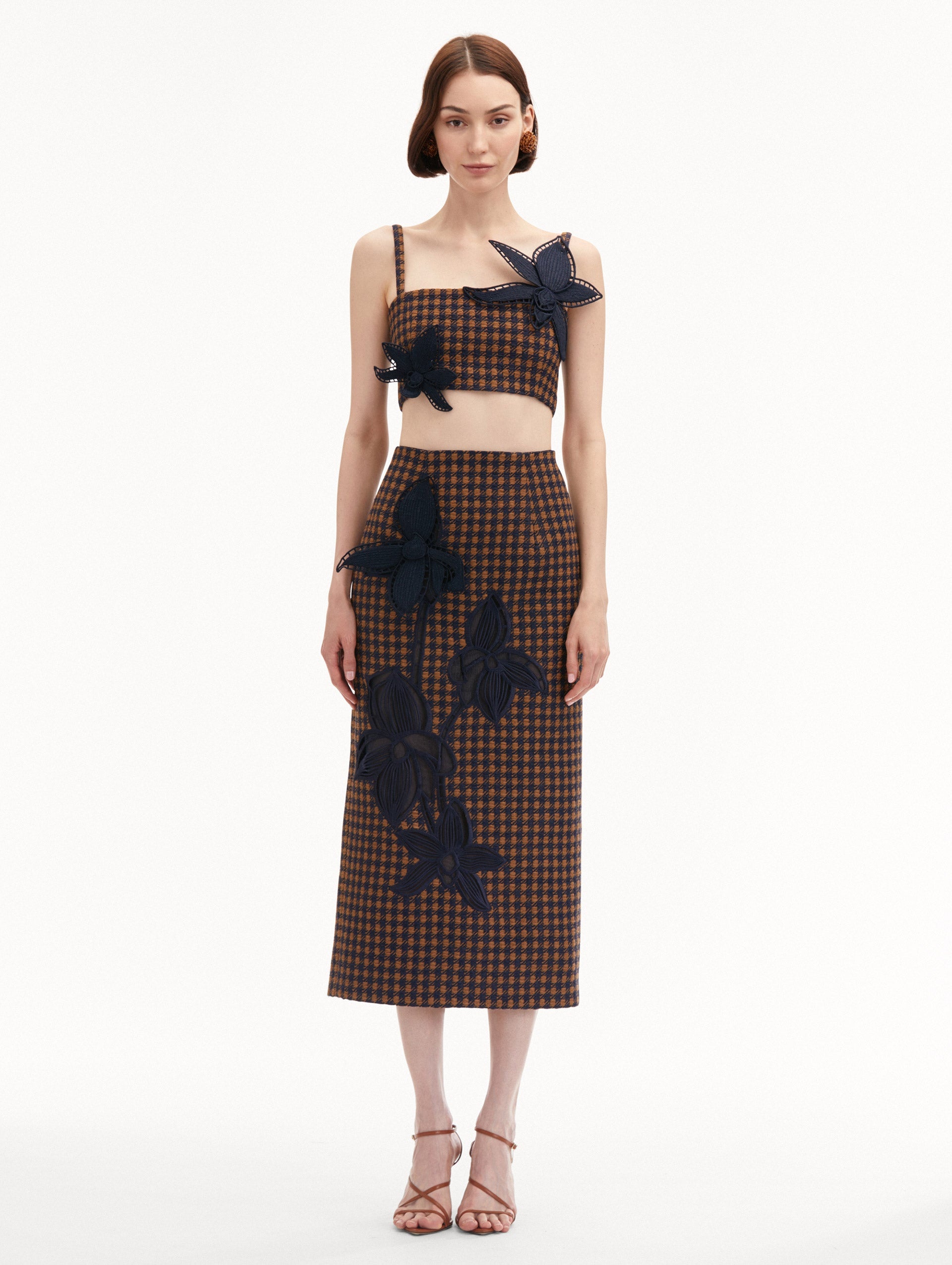 CHECK TWEED ORCHID EMBROIDERED TOP - 3