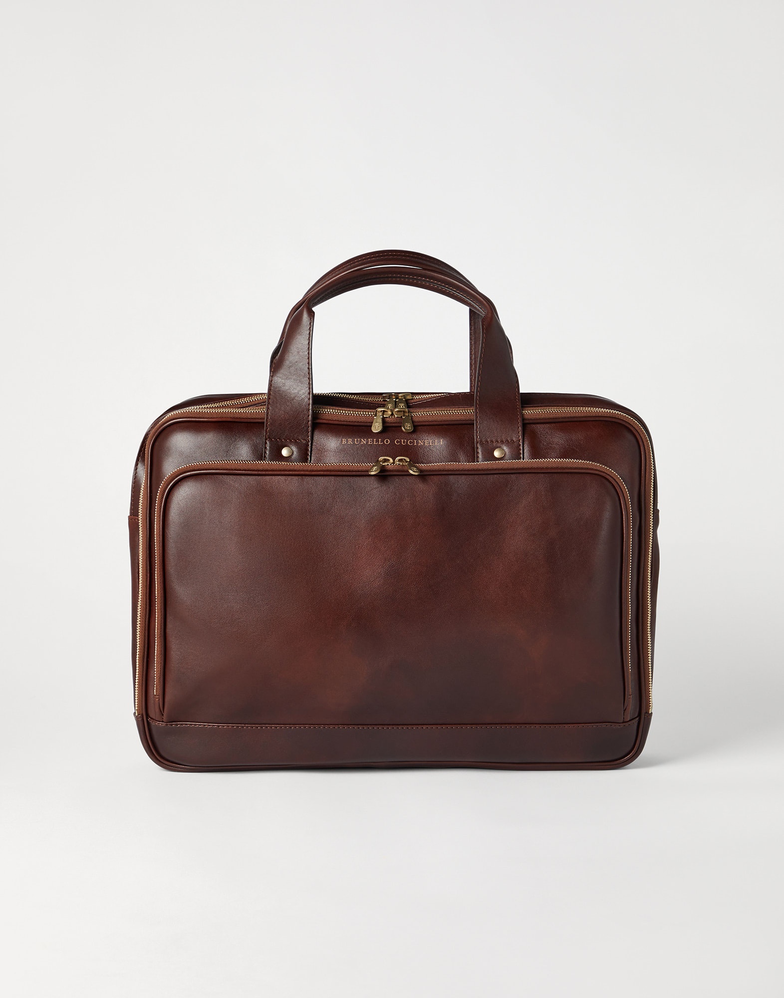 Brunello Cucinelli Calfskin briefcase with zipper | REVERSIBLE