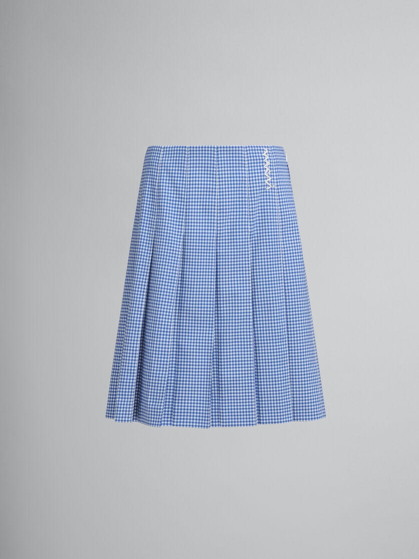 BLUE AND WHITE WOOL BLEND PLEATED SKIRT - 1