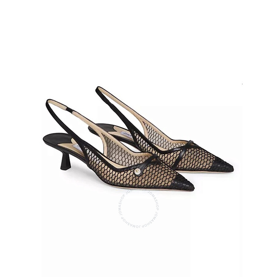Jimmy Choo Amita 45 Mesh & Leather Slingbacks - 3