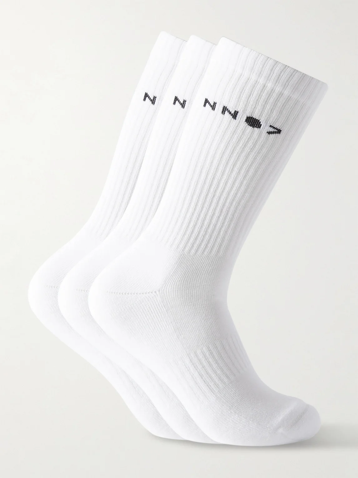 Three-Pack Logo-Jacquard Ribbed Cotton-Blend Socks - 1